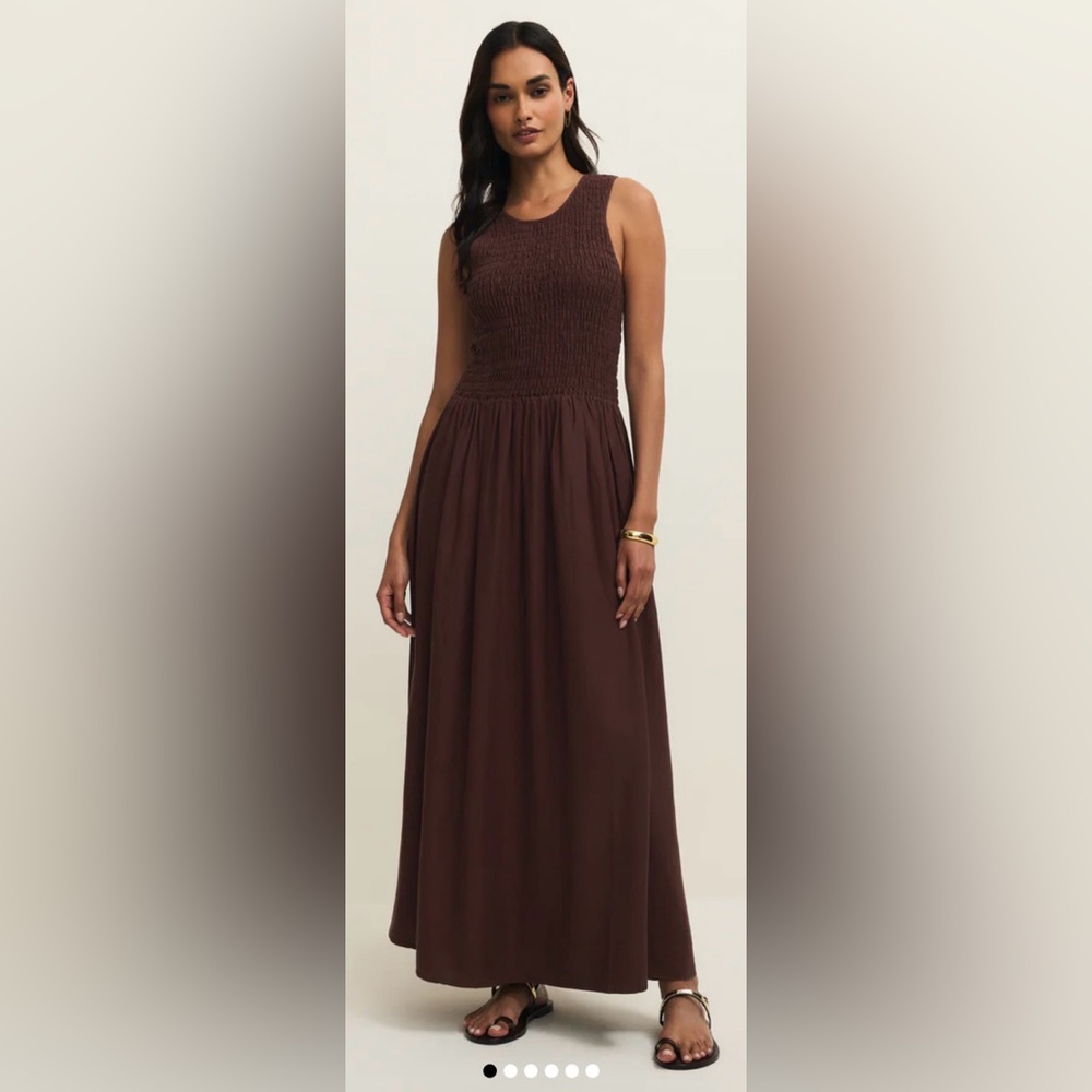 NWT Z Supply Juniper Linen Maxi Dress in Chocolate Cherry size Small